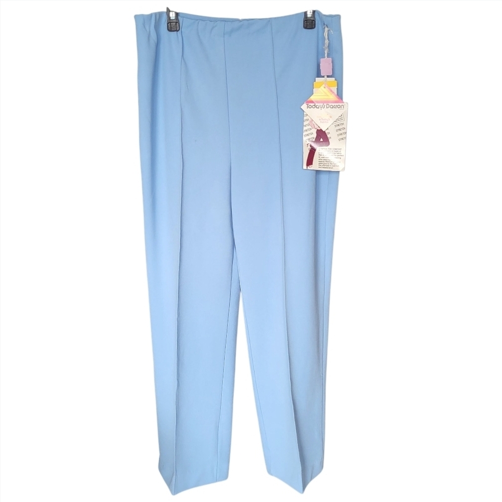 NWT 70s Vintage Barry Ashley Disco Powder Blue Women's Pleated Trousers Size 16